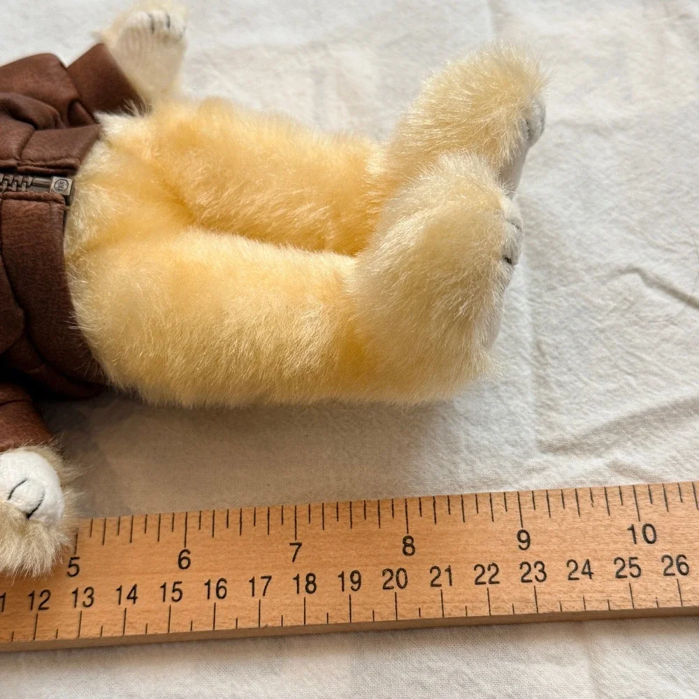 Ty Attic Treasures Baron Bear Aviator Bomber Jacket Tan Brown 8 inch Plush Toy